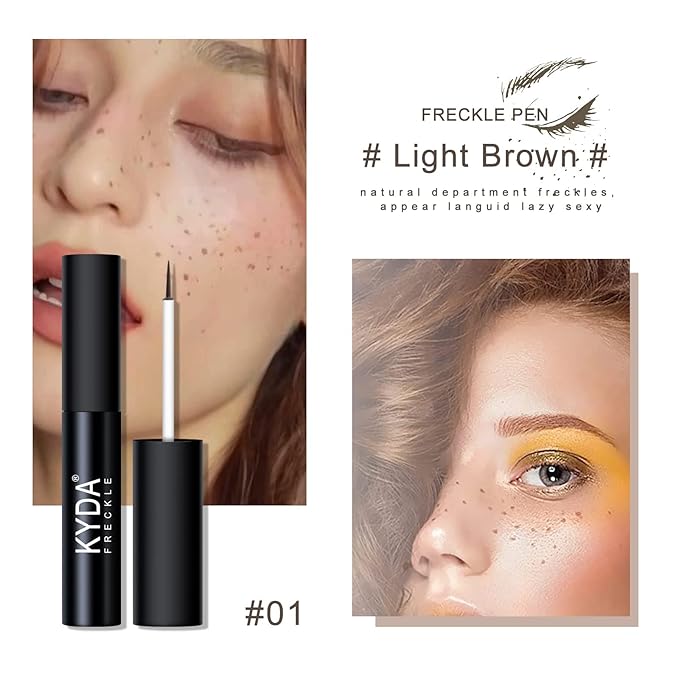 2 Colors Liquid Freckle Pen, Natural Like Freckle Makeup Pen Soft Dot Spot, Waterproof and Smudgeproof Quick Dry for Instant Create Realistic Freckles Make Up(Dark Brown+Light Brown)-Velvo Beauty