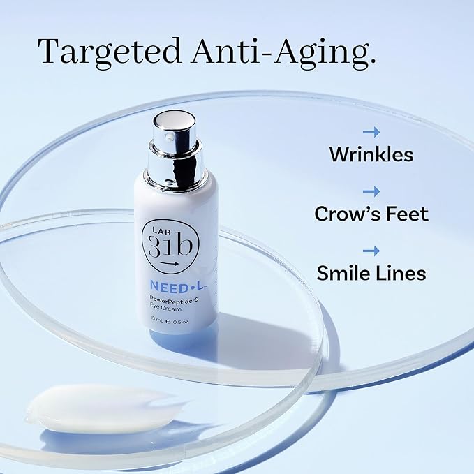 PowerPeptide-5 Eye Cream, Anti Aging Skin Care with Hyaluronic Acid, Peptides for Under Eye Circles, Wrinkles, Dewy, Soft, Plump Skin, Vegan, Paraben, Cruelty & Alcohol Free, 1.69 fl oz-Velvo Beauty