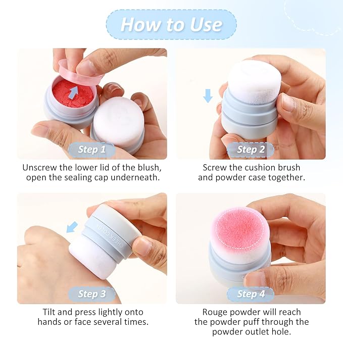 Boobeen Powder Blush for Cheeks, Air Cushion Matte Blush, Natural Highly Pigmented Blush Makeup Easy to Blend, Loose Blush Compact Long-lasting-Velvo Beauty
