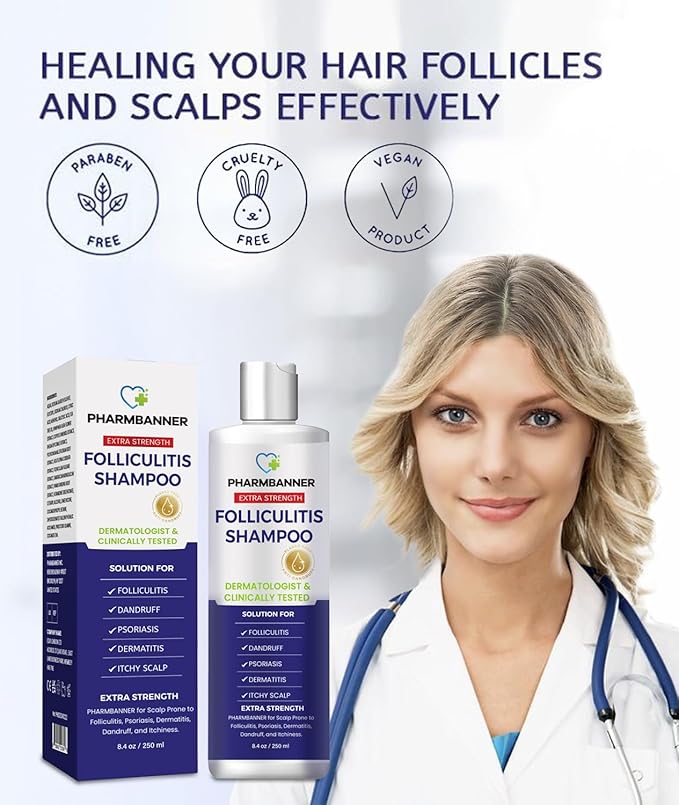 Anti-Fungal Shampoo for Folliculitis, Seborrheic Dermatitis, Scalp Psoriasis - Relieves Itchy & Dry Scalp-Velvo Beauty