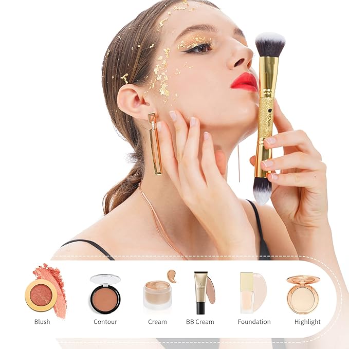 DUcare Makeup Brushes Duo End Foundation Powder Buffer and Contour Brush Synthetic Cosmetic Tools 2Pcs-Velvo Beauty