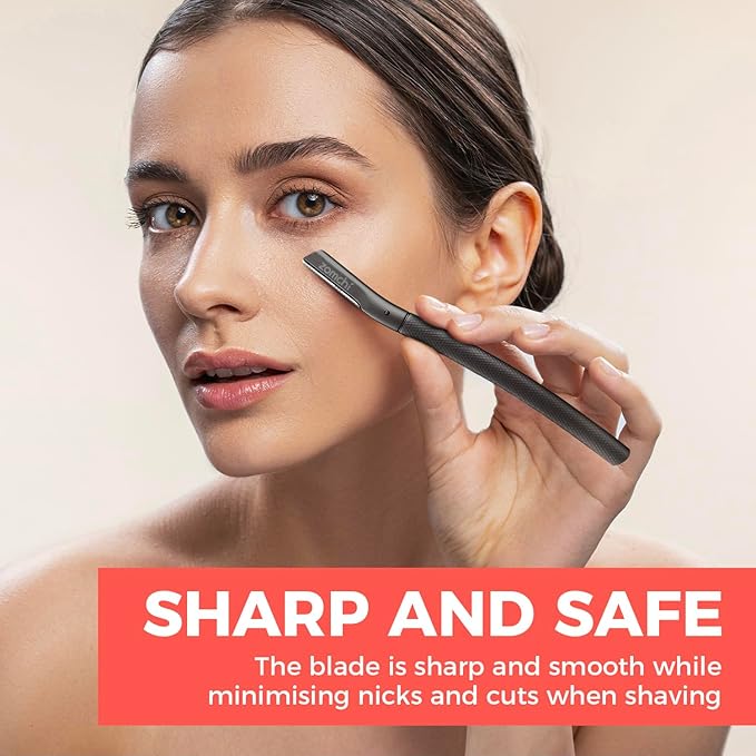 ZOMCHI Eyebrow Razor, Face Razors for Women&Men, Eyebrow Trimmer Shaper with Precision Cover,Facial Shaver with 6 Blades (Black)-Velvo Beauty