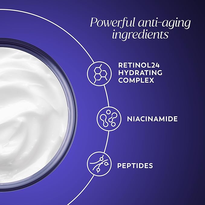 Olay Retinol Face Moisturizer, 24 MAX Anti-Aging Night Cream for Women, Fragrance-Free, Non Greasy - Anti-Wrinkle, Smooth Fine Lines, Tightening, Hydrating Skin Care - Peptides, Glycerin, 1.7 Oz-Velvo Beauty