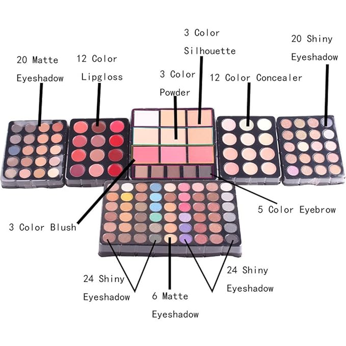 Pure Vie All In One Makeup Palette Gift Set Including 94 Eyeshadow, 12 Concealer, 3 Pressed Powder, 12 Lip Gloss, 3 Blush, 8 Eyebrow Powder - Harmony Makeup Contouring Kit for Salon and Daily Use #N4-Velvo Beauty