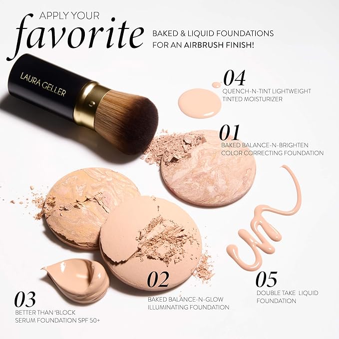 LAURA GELLER NEW YORK Retractable Airbrush Kabuki Brush for All Face Makeup & Foundation for Liquid, Cream and Powder Face Makeup With Aluminum Handle-Velvo Beauty
