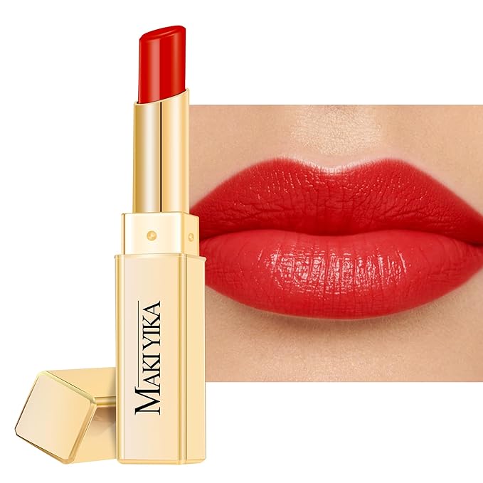 MAKI YIKA Moisture Red Lipstick for Women Hydrated Tinted Lip Balm for Dry Cracked Lips Weightless Glossy Lip Color Juicy Finish,MA063 Red Soul-Velvo Beauty