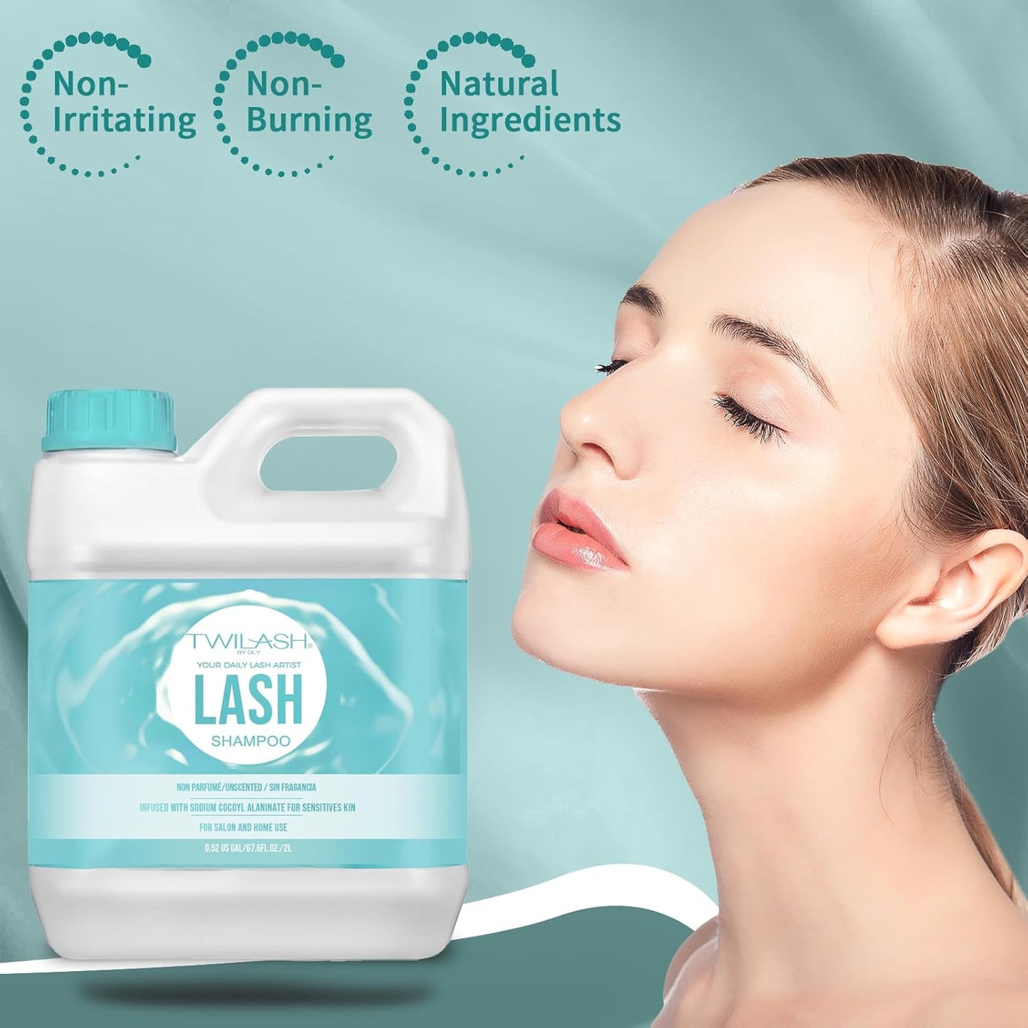 Lash Shampoo Bulk Upgraded Formula, Eyelash Cleanser for Extensions 2 Liters, Safe Makeup Remover, Non-irritating or Burning Eyelid Foaming Cleanser for Professional Salon and Home Use-Velvo Beauty