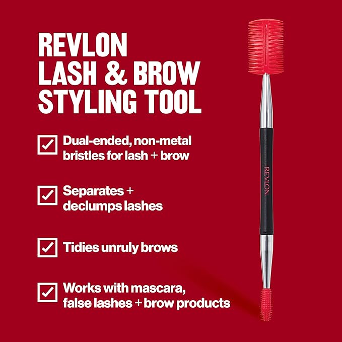 Revlon Lash & Brow Styling Tool, Dual Ended Eyelash Separator & Eyebrow Brush Spoolie, Works with Mascara & Brow Makeup, 1 count-Velvo Beauty