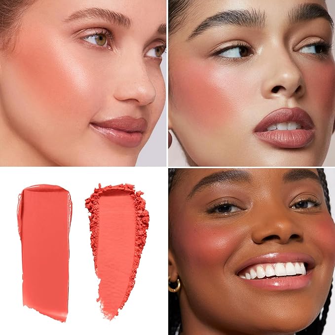 Blush Palette Duo – Cream & Powder Blush Set in Orange Red, Long-Wearing & Moisturizing, Easy to Blend, Radiant Coverage for Cheeks, Eyes & Lips, Magnetic Palette Compatible (2-Pack, Cherry Rush)-Velvo Beauty