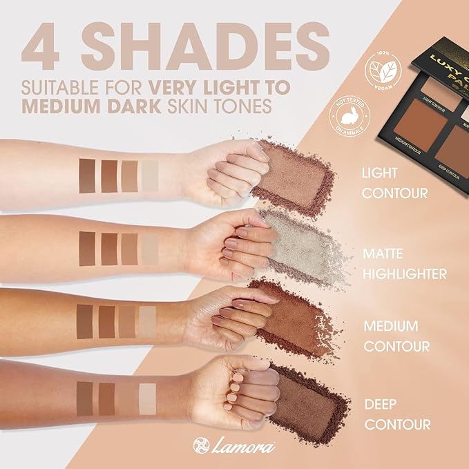 Contour Palette Powder Contour Kit - Contouring Makeup Palette With Mirror - 4 Highly Pigmented Matte Colors For Contouring And Highlighting - Vegan, Cruelty Free And Hypoallergenic-Velvo Beauty