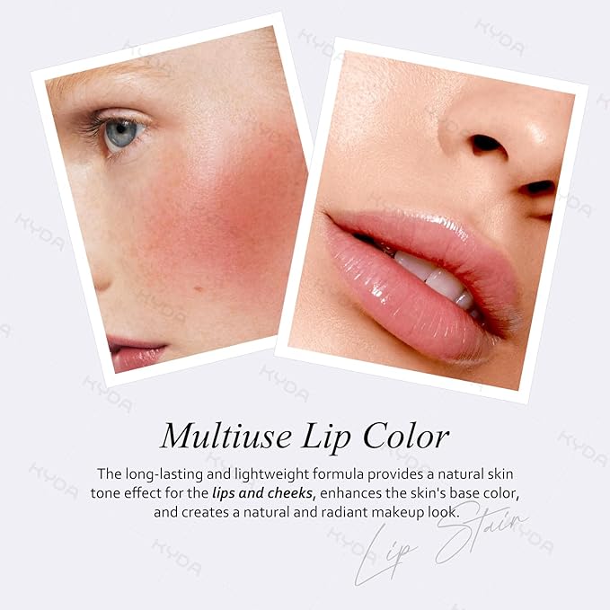 KYDA PH-Activated Lip and Cheek Stain, PH Color Changing Formula for Lasting Custom Lip Color, Keep Lips Soft and Moisturizing with Avocado Oil, Multiuse Color Balm, PEACH-Velvo Beauty