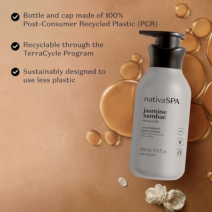 Nativa SPA by O Boticario Jasmin Sambac Anti-Stress Body Lotion, Fragranced Moisturizer Enriched with Purified Quinoa Drops to Boost Hydration, 13.5 Ounce (400ml)-Velvo Beauty
