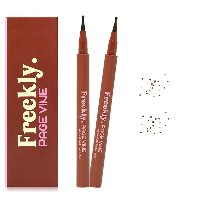 Freckle Pen,2 PCS Faux Freckle Stamp Waterproof,Fake Face Freckles Stain Makeup Long Lasting Quick Dry,Natural Lifelike Soft Dot Freck Pen 01-Light+02-Medium-Velvo Beauty