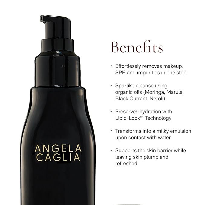 Angela Caglia Neroli Cleansing Oil - Makeup Remover & Face Cleanser with Lipid-Lock Technology - Organic Moringa, Marula, Black Currant & Neroli Oils - Soothing Hydration & Barrier Support-Velvo Beauty