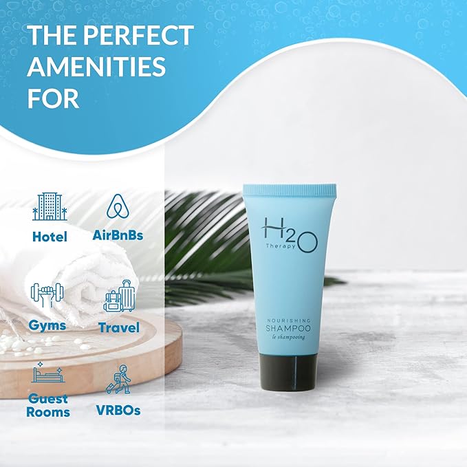 H2O Therapy Shampoo, Travel Size Hotel Hospitality, 0.85 oz (Case of 20)-Velvo Beauty