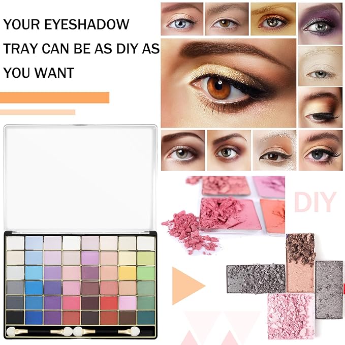 3 Pcs Large Empty Magnetic Eyeshadow Palette Cosmetics Pan with Clear Top DIY Eyeshadow Pan Cosmetics Dispensing Storage Box for DIY Eyeshadow Lipstick Pigment Blush 9.25 x 6.57 x 0.47 Inch-Velvo Beauty