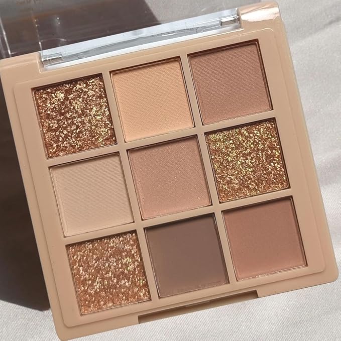 Eyeshadow Palette Makeup- 9 Colors Naked Eyeshadow Palette Matte Shimmer Korean Natural Eye Shadow palettes Highly Pigmented Naturing-Looking Long Lasting (#01)-Velvo Beauty