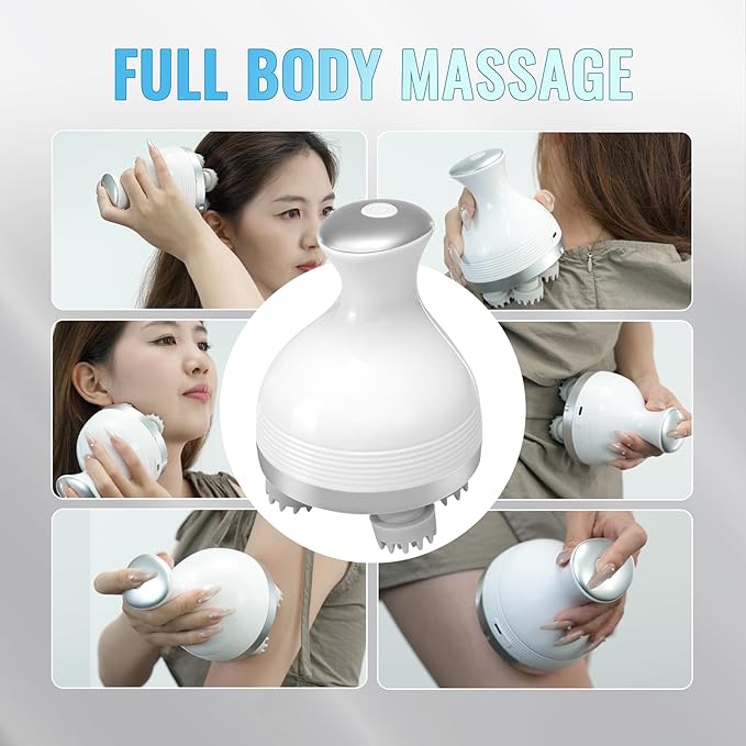 Electric Scalp Massager, Cordless Hair Scalp Massager Portable with 4 Vibration Comb for Hair Growth, Deep Cleansing and Stress Relaxation-Velvo Beauty