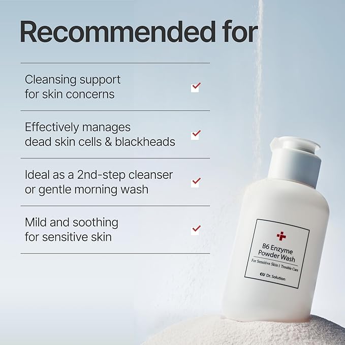 B6 Enzyme Powder Face Cleanser, Korean Skin Care Exfoliating Face Wash with PHA and Papain Enzyme, Face Exfoliator with Calamine and Vitamin B6, Gentle Cleanser, 55g (1.94 Oz)-Velvo Beauty