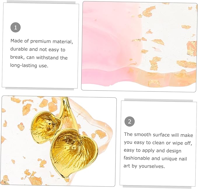FOMIYES 5pcs Nail Palette Polish Plate Nail Design Nail Dish Makeup Mixing Pallet Nails Stickers Nail Polish Tray Nail Display Tray Vintage Frame Nail Stand Copper Plating Make up Bracket-Velvo Beauty