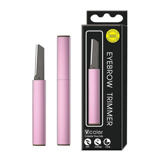 Exfoliating Eyebrow Razor Dermaplaning Tool Eyebrow Trimmer with 4 Replacement Blades, Facial Razors for Women Aluminum Alloy Handle & Stainless Steel Blade (Blue)-Velvo Beauty