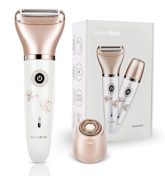 Electric Razor for Women - Painless 2-in-1 Women Shaver Hair Remover for Face, Legs and Underarm, Portable Waterproof Bikini Trimmer Wet and Dry Cordless Lady Hair Removal - Micro USB Recharge-Velvo Beauty