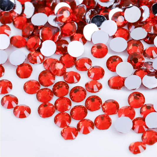 1500 Pieces SS16 4mm Flatback Rhinestones Clear Glass Round Gems Crystals for Nail Art DIY Crafts Clothes Shoes Bags (Light Red)-Velvo Beauty