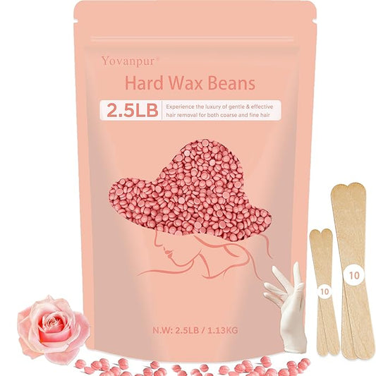 Hard Wax Beads, 2.5 lb Wax Beans for Hair Removal, Ideal for Sensitive skin, Brazilian, Bikini, Face, Eyebrows, Underarms and Full Body Waxing Bulk (Pink)-Velvo Beauty