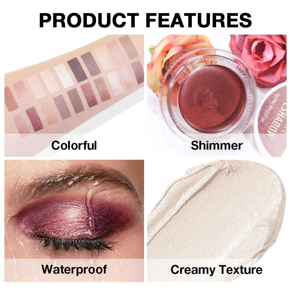 Cream Glitter Brulee Shimmer Metallic Eyeshadow Palette Makeup, Natural Single Mini Instant Holographic Eyeshadow For Women, Sombras Crema Para Ojos, Talc, Paraben & Cruelty Free, 705-Velvo Beauty
