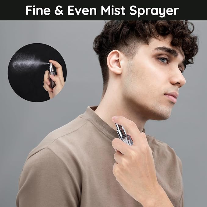 Segbeauty Travel Perfume Bottle Refillable, Empty Mini Portable Perfume Atomizer with Funnel, 5 Set of 10ML Glass Spray Bottle Fine Mist Leak-proof Sprayer Travel Sample Bottles for Cologne Fragrance-Velvo Beauty