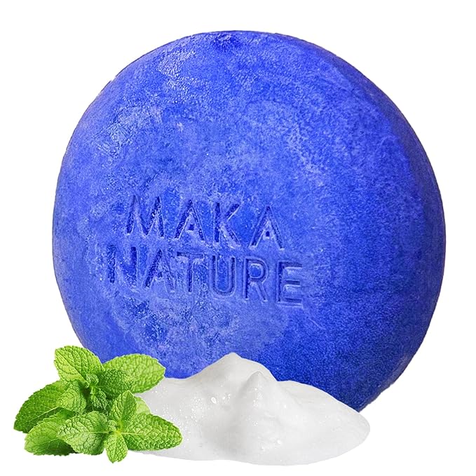 Maka Nature Low-Carbon Shampoo Bar | Korean K-Beauty Haircare with Natural Ingredients for Scalp & Hair Types | Vegan, Eco-Friendly, pH balanced, 3.35oz (Cooling)-Velvo Beauty