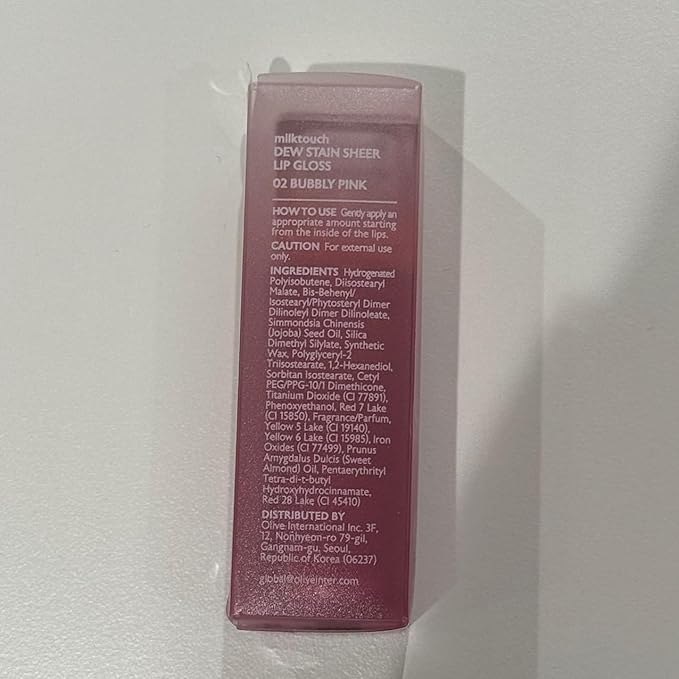 MILKTOUCH Dew Stain Sheer Lip Gloss (02 Bubbly Pink, 0.14 Fl Oz (Pack of 1))-Velvo Beauty