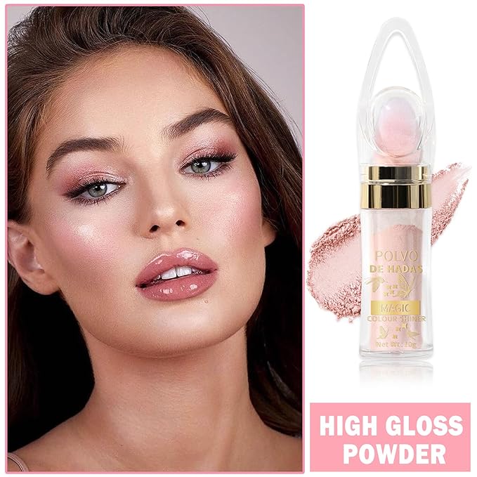 Polvo De Hadas Highlighter Glitter Stick Body Glitter Shimmer Face Brightening Highlighter Contour Powder Makeup Stick Face Blusher Fairy Glitter Highlighter Makeup - 02#Fairy Pink-Velvo Beauty
