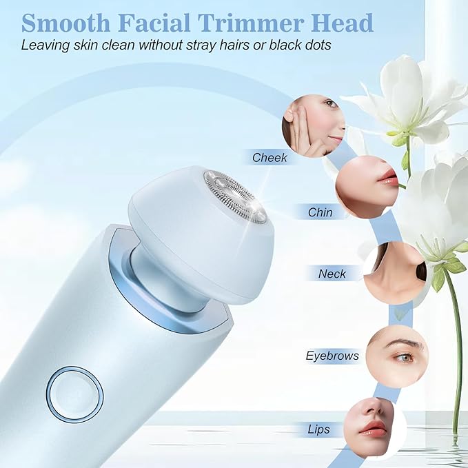 Livora Electric Shaver for Women, 2 in 1 Wet & Dry Bikini Trimmer with 2 Removable Heads, The Glide Pro 3.0 Razor, Painless Hair Removal for Bikini, Legs, Underarms, Body (Blue)-Velvo Beauty