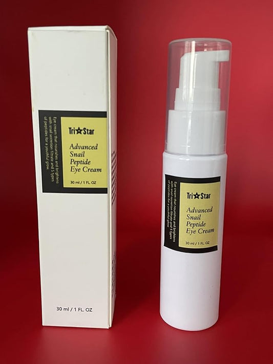 Tristar Advanced Snail Peptide Eye Cream, Anti-Wrinkle, Anti-Aging, Dark Circle Removing, Brightening Night Cream, 73.7% Snail Mucin - 30ml / 1FL Oz – 1 Count-Velvo Beauty