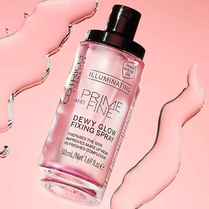 Catrice | Prime & Fine Illuminating Dewy Glow Spray | Transparent and Fast Drying Fixing Spray| Paraben Free & Vegan | Cruelty Free (Pack of 1)-Velvo Beauty