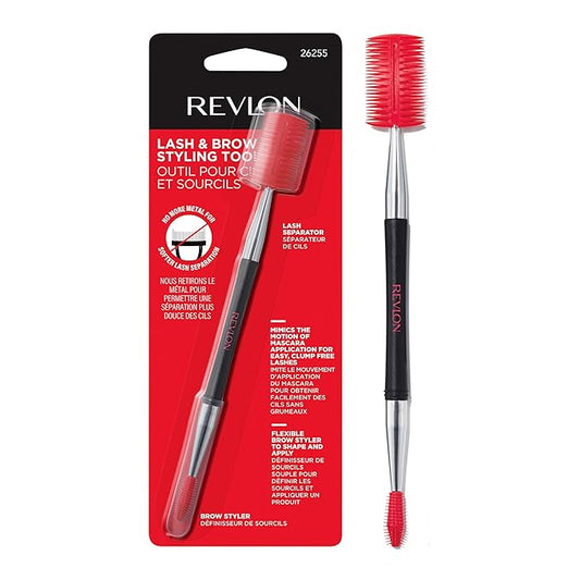 Revlon Lash & Brow Styling Tool, Dual Ended Eyelash Separator & Eyebrow Brush Spoolie, Works with Mascara & Brow Makeup, 1 count-Velvo Beauty