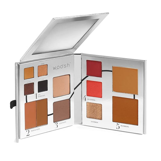 Woosh Beauty, Fold out Face Original Makeup Palette, Travel, All in One, Neutral Cream & Powder (#4 Medium Deep)-Velvo Beauty
