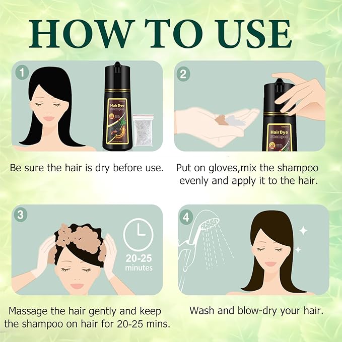 Instant Brown Hair Dye Color Shampoo 3 in 1 for Gray Hair Coverage - Herbal, Easy to Use, Long Lasting for Women & Men, 500Ml (Dark Brown)-Velvo Beauty
