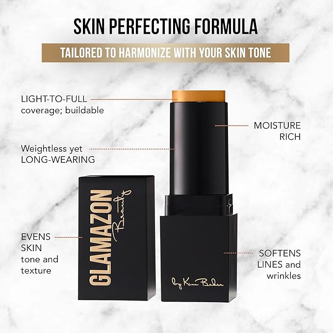Glamazon Second to None Foundation Stick, Sunkissed Honey, Light-to-Full Coverage, Weightless Makeup With a Glowy Natural Finish-Velvo Beauty