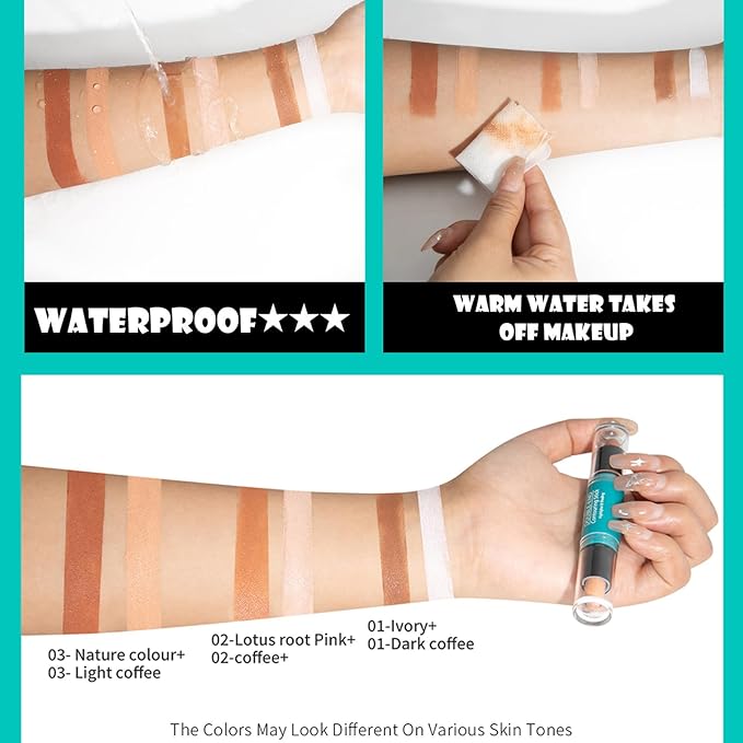 MEICOLY 2-in-1 Highlighter Contour Stick,Cool Toned Contour Stick,Makeup Highlighter Stick,Long Lasting Waterproof Bronzer Contour Pencil,Travel Cream Face Shaping Stick,03-Velvo Beauty