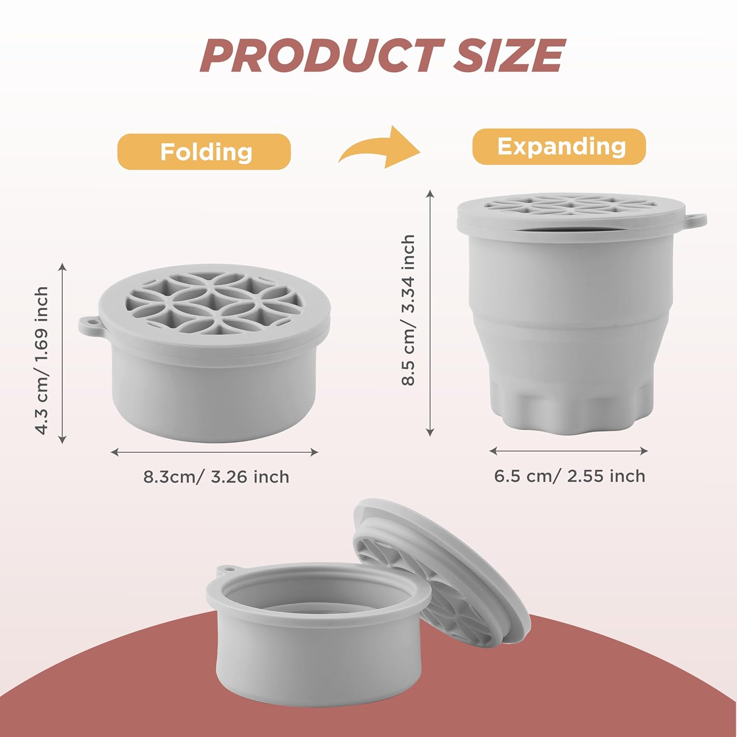 Makeup Brush Cleaner - Foldable Silicone Makeup Brush Cleaner Mat with Brush Storage Holder Makeup Brush Cleaning Bowl Cosmetic Brush Washing Tool for Cleaning Organizer and Drying (Grey)-Velvo Beauty