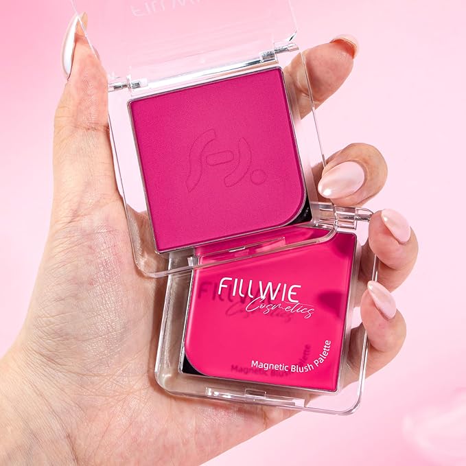 Blush Palette Duo – Cream & Powder Blush Set in Rose Red, Highly Pigmented & Blendable, Long-Wearing & Moisturizing, Skin-Friendly & Magnetic Pan, for Cheeks, Eyes & Lips (2Pack,Berry Bliss)-Velvo Beauty