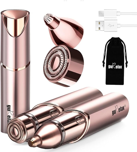 Facial Hair Remover for Women(Gen 3 Pro), Eyebrow Facial Trimmer, Luxury 2 in1 Hair Removal Device for Face, Lip, Nose, with Replacement Heads-Velvo Beauty