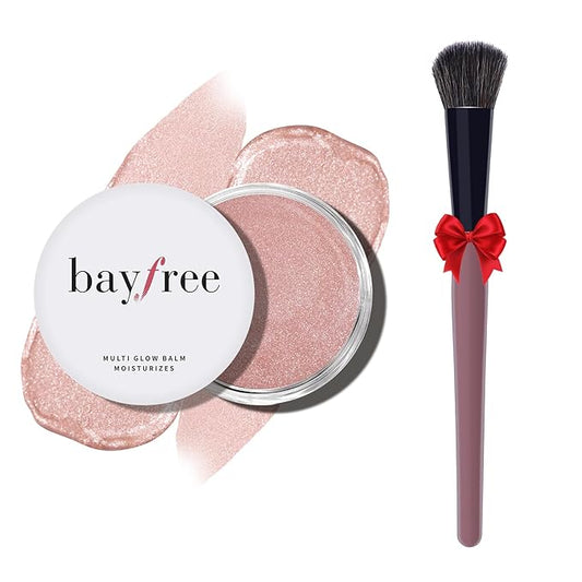 Multi Cream Blush & Blush Brush Set, Korean Makeup Blush for Cheeks, Multi-Use Face Balm, Lightweight & Hydrating, Blendable Color, Non-Greasy, Soft Bristles for Radiant Finish (Dewy)-Velvo Beauty