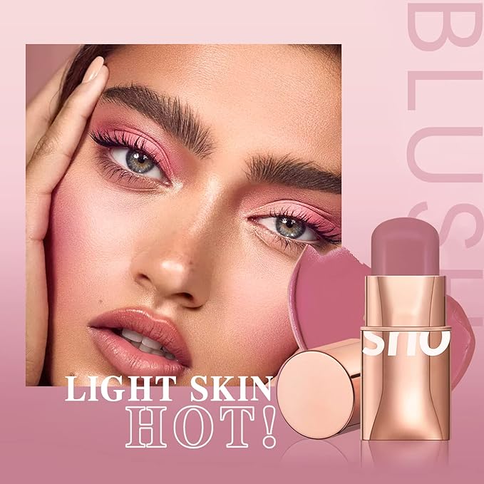 Cream Blush Stick for Cheeks Makeup,Waterproof Blush Face Stick Multi-Use Lip and Cheek Tint,Matte Finish Lightweight Easy to Blend Natural Cream Blusher Makeup for All Skin Tones- Pink-Velvo Beauty