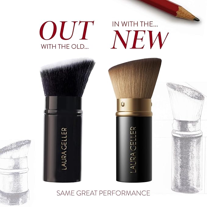 LAURA GELLER NEW YORK Retractable Black Kabuki Brush for Liquid, Cream and Powder Face Makeup With Aluminum Handle-Velvo Beauty