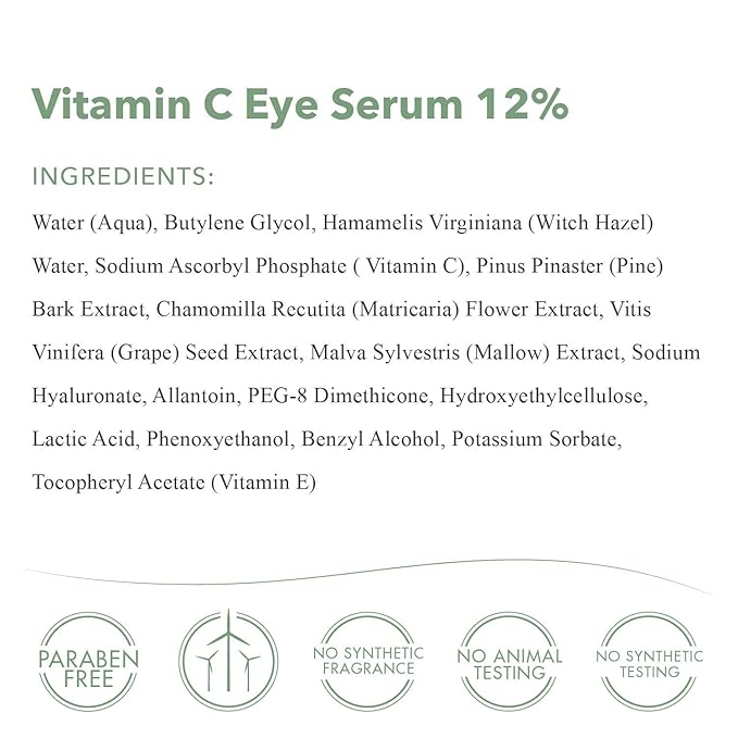 emerginC Vitamin C Eye Serum 12% - Gentle Eye Serum with Chamomile + Grape Seed Extract to Target the Appearance of Fine Lines, Puffiness + Pigmentation (0.5 oz, 15 ml)-Velvo Beauty