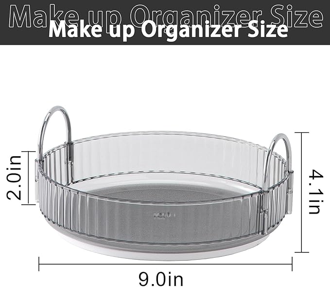 Rotating Makeup Organizer for Vanity, High-Capacity Skincare Clear Make Up Storage Perfume Organizers Cosmetic Dresser Organizer Countertop 360 Spinning (Gray, 1 Tier)-Velvo Beauty