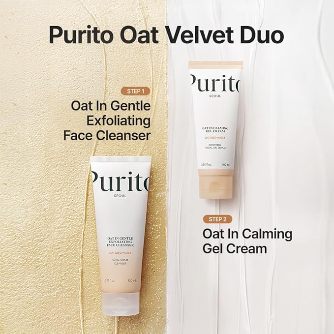 Purito Oat Exfoliating Facial Polish Cleanser - Hydrating Daily Face Wash with Gentle Scrub Clay Pore Minimizing Panthenol, Oat Seed Water Vegan, Non-comedogenic Korean Skin Care 5.07 fl.oz-Velvo Beauty